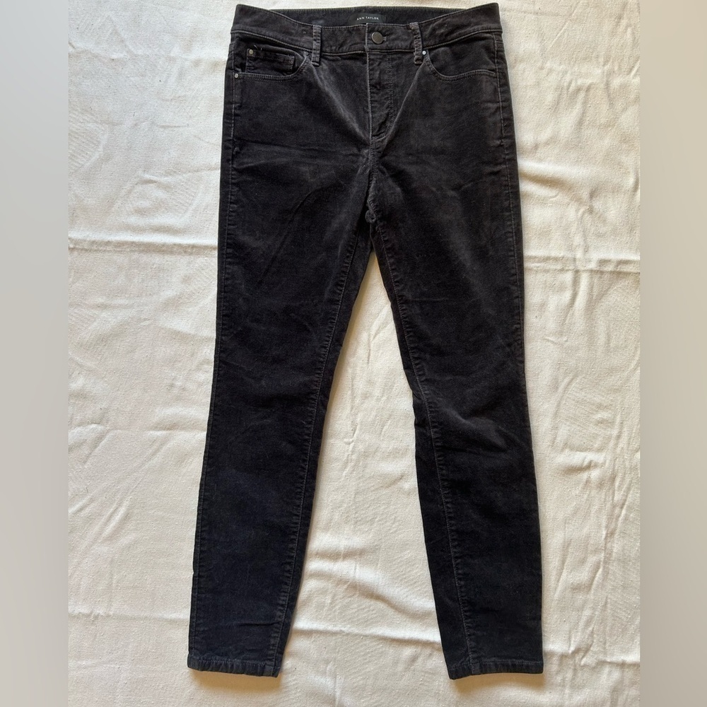 Ann Taylor Pants; Women's Size 6 Modern Skinny Velour Black Velvet Stretch Jeans